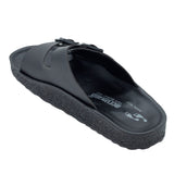 Aerowalk Men Black Mule Shape Slipper with Double Buckle Styling (KC31_BLACK)