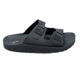 Aerowalk Men Black Mule Shape Slipper with Double Buckle Styling (KC31_BLACK)