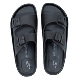 Aerowalk Men Black Mule Shape Slipper with Double Buckle Styling (KC31_BLACK)