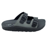 Aerowalk Men Black and Grey Mule Shape Slipper with Double Buckle Styling (KC31_BLK+GRY)