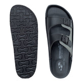 Aerowalk Men Black and Grey Mule Shape Slipper with Double Buckle Styling (KC31_BLK+GRY)