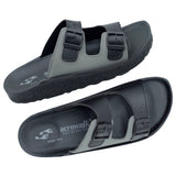 Aerowalk Men Black and Grey Mule Shape Slipper with Double Buckle Styling (KC31_BLK+GRY)