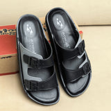 Aerowalk Men Black and Grey Mule Shape Slipper with Double Buckle Styling (KC31_BLK+GRY)