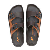 Aerowalk Men Brown & Tan Mule Shape Sandal with Buckle Styling (KC31_BROWN+TAN)