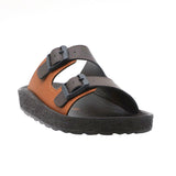 Aerowalk Men Brown & Tan Mule Shape Slipper with Double Buckle Styling (KC31_BROWN+TAN)