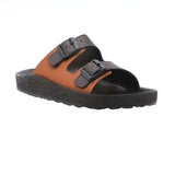 Aerowalk Men Brown & Tan Mule Shape Slipper with Double Buckle Styling (KC31_BROWN+TAN)