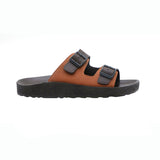 Aerowalk Men Brown & Tan Mule Shape Slipper with Double Buckle Styling (KC31_BROWN+TAN)