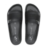 Aerowalk Men Black Slide Design Slipper with Textured Upper & Slip-on Closure (KC44_BLACK)
