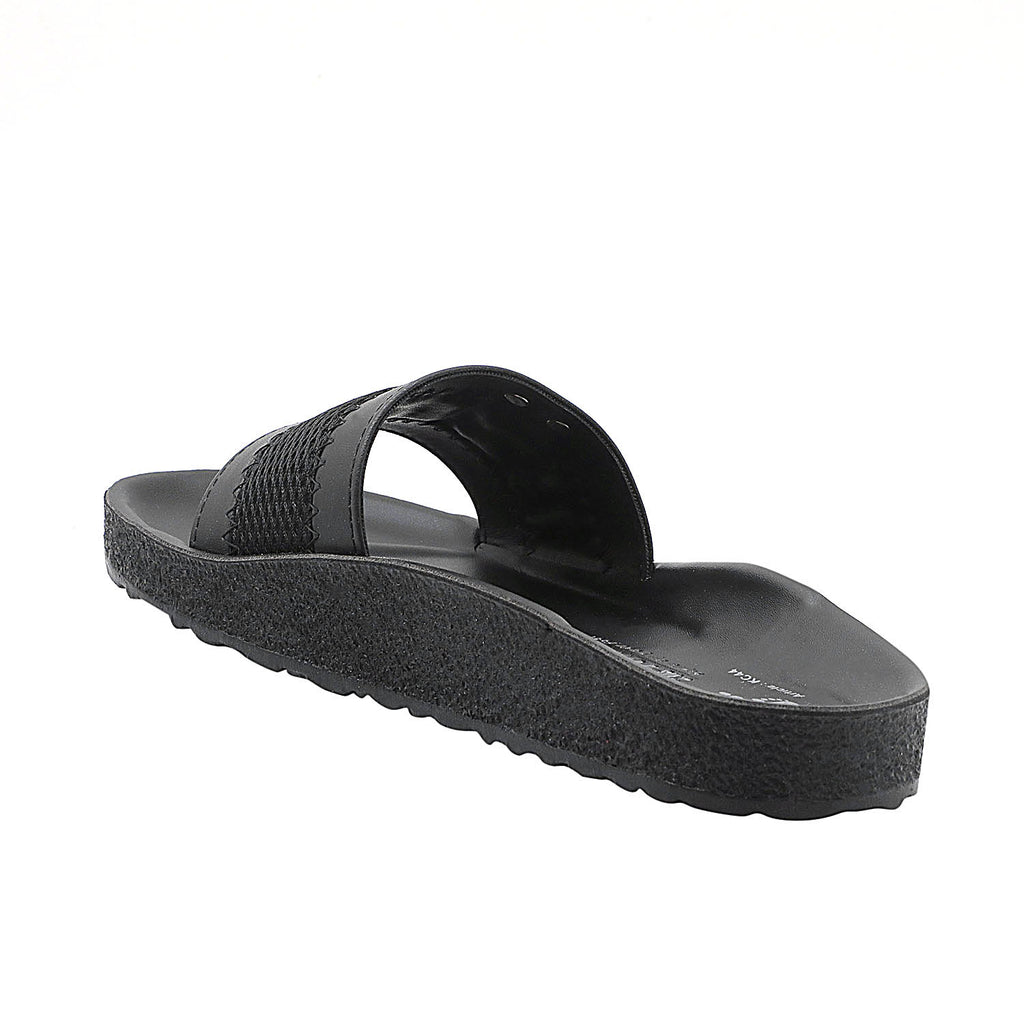 Aerowalk Men Black Slide Design Sandal with Textured Upper & Slip-on Closure (KC44_BLACK)
