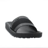 Aerowalk Men Black Slide Design Slipper with Textured Upper & Slip-on Closure (KC44_BLACK)