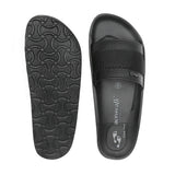 Aerowalk Men Black Slide Design Slipper with Textured Upper & Slip-on Closure (KC44_BLACK)