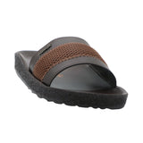 Aerowalk Men Brown Slide Design Slipper with Textured Upper & Slip-on Closure (KC44_BROWN)
