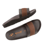 Aerowalk Men Brown Slide Design Slipper with Textured Upper & Slip-on Closure (KC44_BROWN)