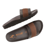 Aerowalk Men Brown Slide Design Sandal with Textured Upper & Slip-on Closure (KC44_BROWN)