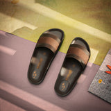 Aerowalk Men Brown Slide Design Slipper with Textured Upper & Slip-on Closure (KC44_BROWN)