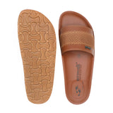 Aerowalk Men Tan Slide Design Slipper with Textured Upper & Slip-on Closure (KC44_TAN)