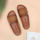 Aerowalk Men Tan Slide Design Slipper with Textured Upper & Slip-on Closure (KC44_TAN)