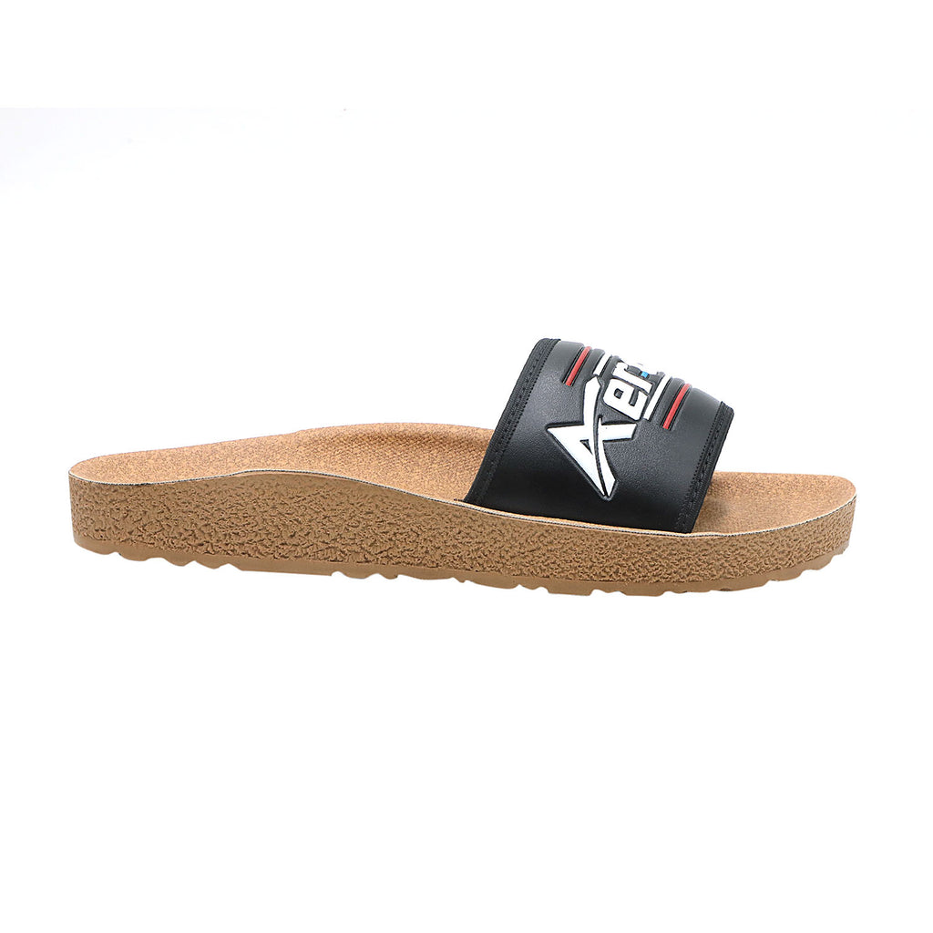 Aerowalk Men Black Slide Design Sandal with Printed Upper & Slip-on Closure (KC72_BLACK)