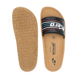 Aerowalk Men Black Slide Design Slipper with Printed Upper & Slip-on Closure (KC72_BLACK)
