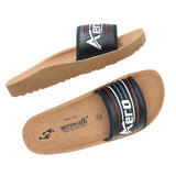 Aerowalk Men Black Slide Design Slipper with Printed Upper & Slip-on Closure (KC72_BLACK)