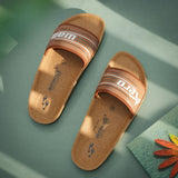 Aerowalk Men Tan Slide Design Sandal with Printed Upper & Slip-on Closure (KC72_TAN)