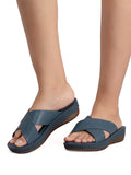 La Bella Women's Slip-On Slipper BLUE (LC17_BLUE)