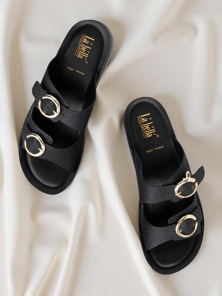 La Bella Women's Slip-On Slipper BLACK (LR34_BLACK)