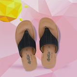 Aerokids Girls Black T-Shape Sandal with Slip-on Closure (MBF7_BLACK)