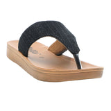 Aerokids Girls Black T-Shape Sandal with Slip-on Closure (MBF7_BLACK)