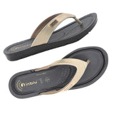 Inblu Women Gold V Shape Slipper with Slip-on Closure (ME03_GOLDEN)