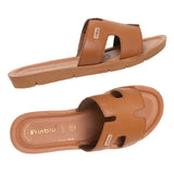 Inblu Women Tan Mule Open Toe Flat Sandal (ME08_TAN)