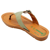 Inblu Women Mist Green T-Shape Flat Sandal with Buckle Upper Styling & Slip-on Closure (MEB4_MIST GREEN)