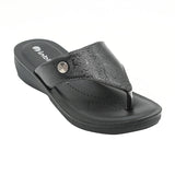 Inblu Women Black Thong Style Flat Sandal with Textured & Glossy Upper (MF17_BLACK)