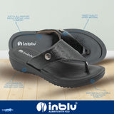 Inblu Women Black Thong Style Flat Sandal with Textured & Glossy Upper (MF17_BLACK)