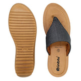 Inblu Women Black Thong Style Slip-On Sandal with Textured Upper (MF47_BLACK)