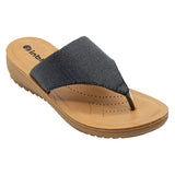 Inblu Women Black Thong Style Slip-On Sandal with Textured Upper (MF47_BLACK)