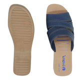Inblu Women Blue Mule Shape Wedge Sandal with Slip-on Closure (MR50_BLUE)
