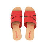 Inblu Women Red Mule Shape Wedge Sandal with Slip-on Closure (MR50_RED)