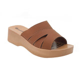 Inblu Women Tan Mule Shape Wedge Sandal with Slip-on Closure (MR50_TAN)