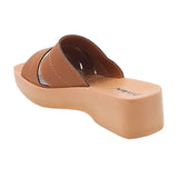 Inblu Women Tan Mule Shape Wedge Sandal with Slip-on Closure (MR50_TAN)