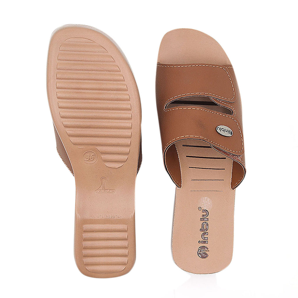 Inblu Women Tan Mule Shape Wedge Sandal with Slip-on Closure (MR51_TAN)
