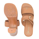Inblu Women Camel Block Heel Sandal with Buckle Styling (MS19_CAMEL)