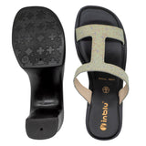 Inblu Women Gold Embelished Block Heel Sandal (MS24_GOLD)