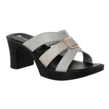 Inblu Women Grey Mule Style Block Heel Sandal with Slip-on Closure (MS27_GREY)