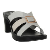 Inblu Women Grey Mule Style Block Heel Sandal with Slip-on Closure (MS27_GREY)