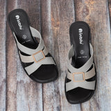 Inblu Women Grey Mule Style Block Heel Sandal with Slip-on Closure (MS27_GREY)