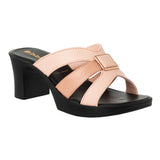 Inblu Women Peach Mule Style Block Heel Sandal with Slip-on Closure (MS27_PEACH)