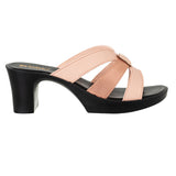 Inblu Women Peach Mule Style Block Heel Sandal with Slip-on Closure (MS27_PEACH)