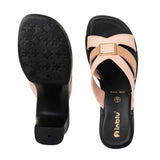 Inblu Women Peach Mule Style Block Heel Sandal with Slip-on Closure (MS27_PEACH)