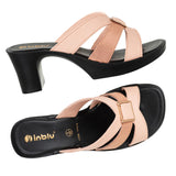 Inblu Women Peach Mule Style Block Heel Sandal with Slip-on Closure (MS27_PEACH)